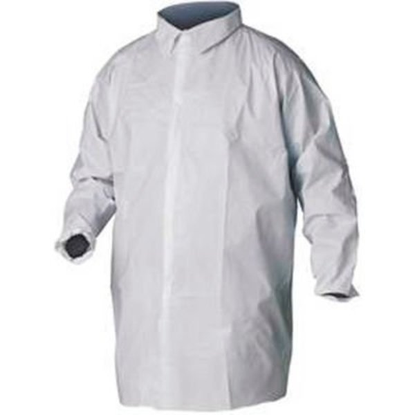 Keystone Safety KeyGuard® Lab Coat, No Pockets, Elastic Wrists, Snap Front, Single Collar, White, MD 30/Case LC0-WE-KG-MD